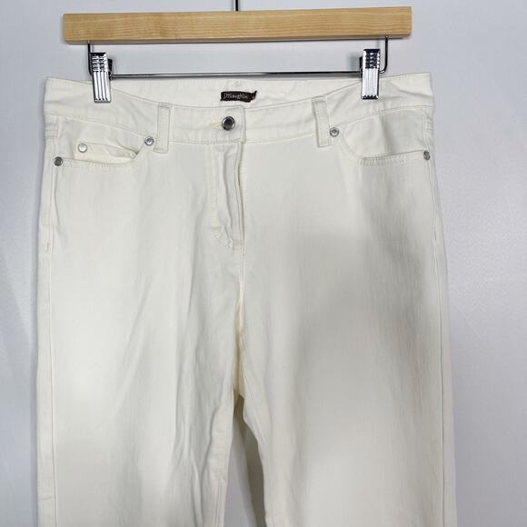 J McLaughlin Size 8 Cream Cotton Stretch Straight Leg Denim Jeans Off White - Picture 3 of 9